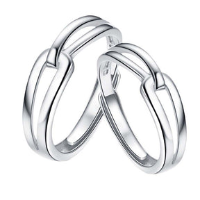 Radiant Love Adjustable 925 Sterling Silver Couple Rings