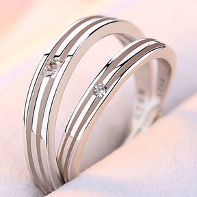 Lustrous Stone Adjustable 925 Sterling Silver Couple Rings