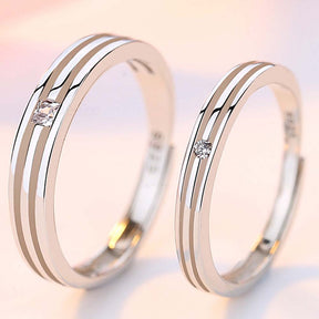 Lustrous Stone Adjustable 925 Sterling Silver Couple Rings
