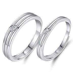 Lustrous Stone Adjustable 925 Sterling Silver Couple Rings