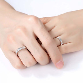 Single Stone Adjustable 925 Sterling Silver Couple Rings