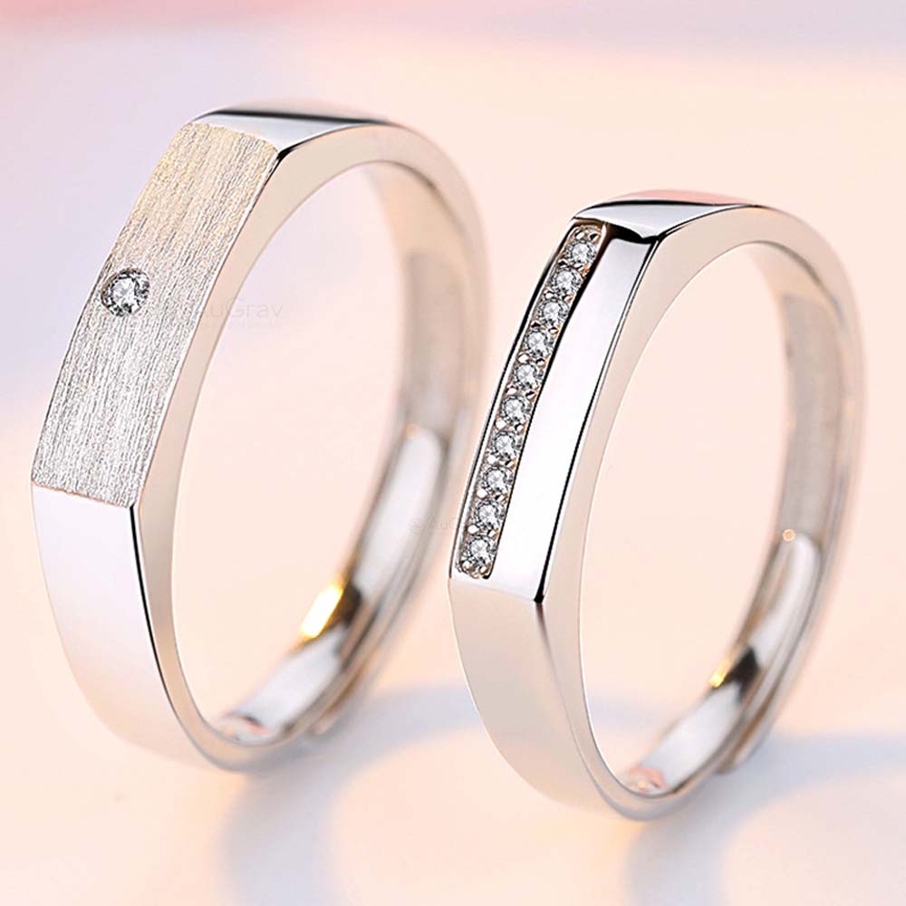 Lunar Love Adjustable 925 Sterling Silver Couple Rings