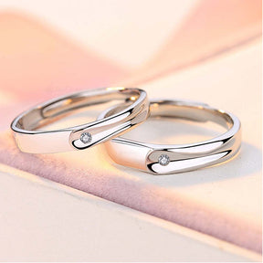 Mystic Melody Adjustable 925 Sterling Silver Couple Rings