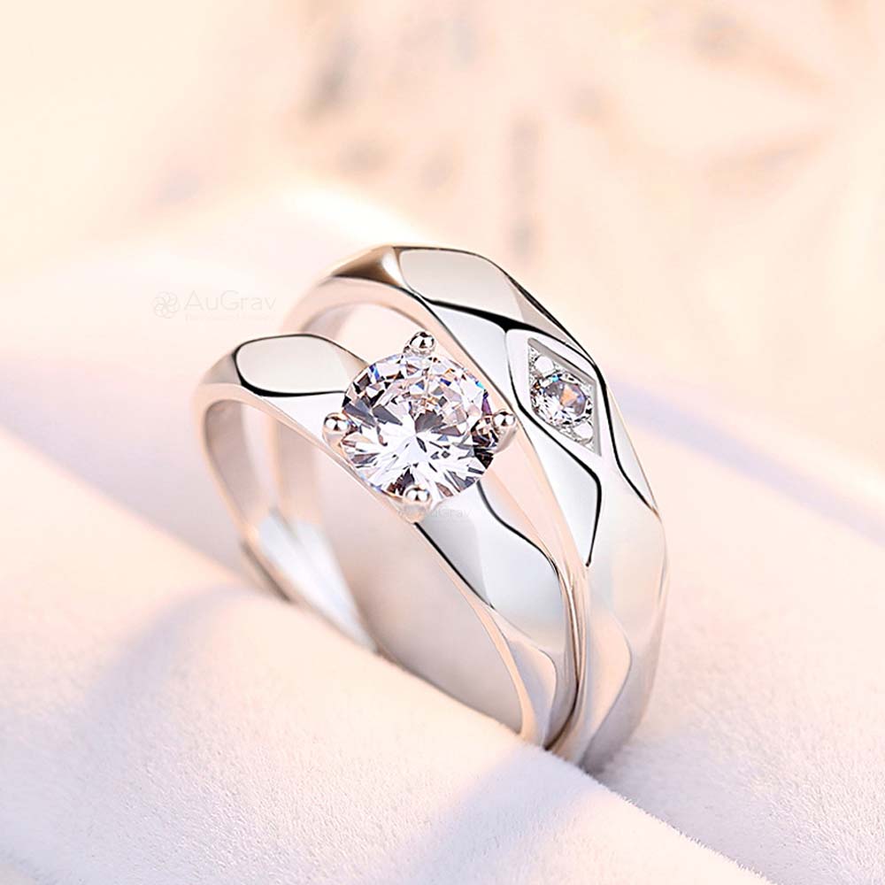 Whispering Winds Adjustable 925 Sterling Silver Couple Rings
