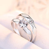 Whispering Winds Adjustable 925 Sterling Silver Couple Rings