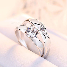 Whispering Winds Adjustable 925 Sterling Silver Couple Rings