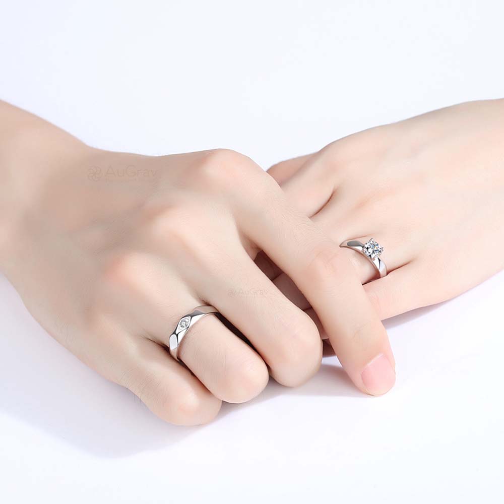 Whispering Winds Adjustable 925 Sterling Silver Couple Rings