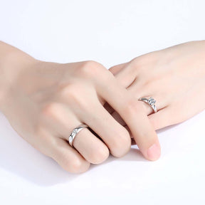 Whispering Winds Adjustable 925 Sterling Silver Couple Rings
