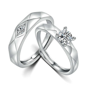 Whispering Winds Adjustable 925 Sterling Silver Couple Rings