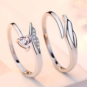 Silver Whispers Adjustable 925 Sterling Silver Couple Rings