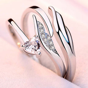 Silver Whispers Adjustable 925 Sterling Silver Couple Rings