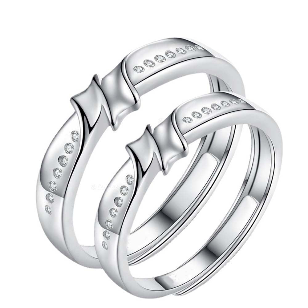 Radiant Connection Adjustable 925 Sterling Silver Couple Rings