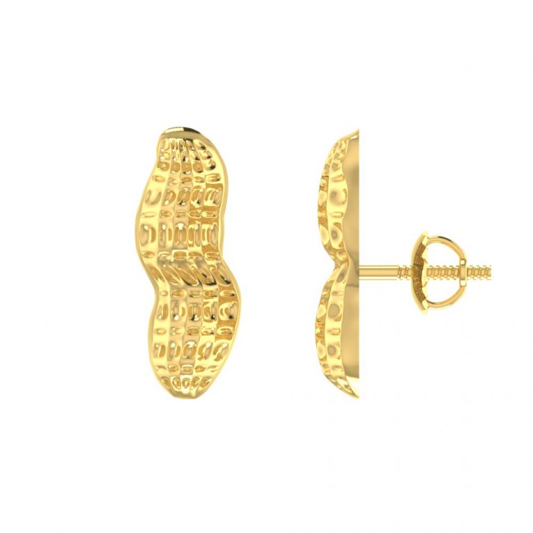 Gold Peanut Design Studs for Girls