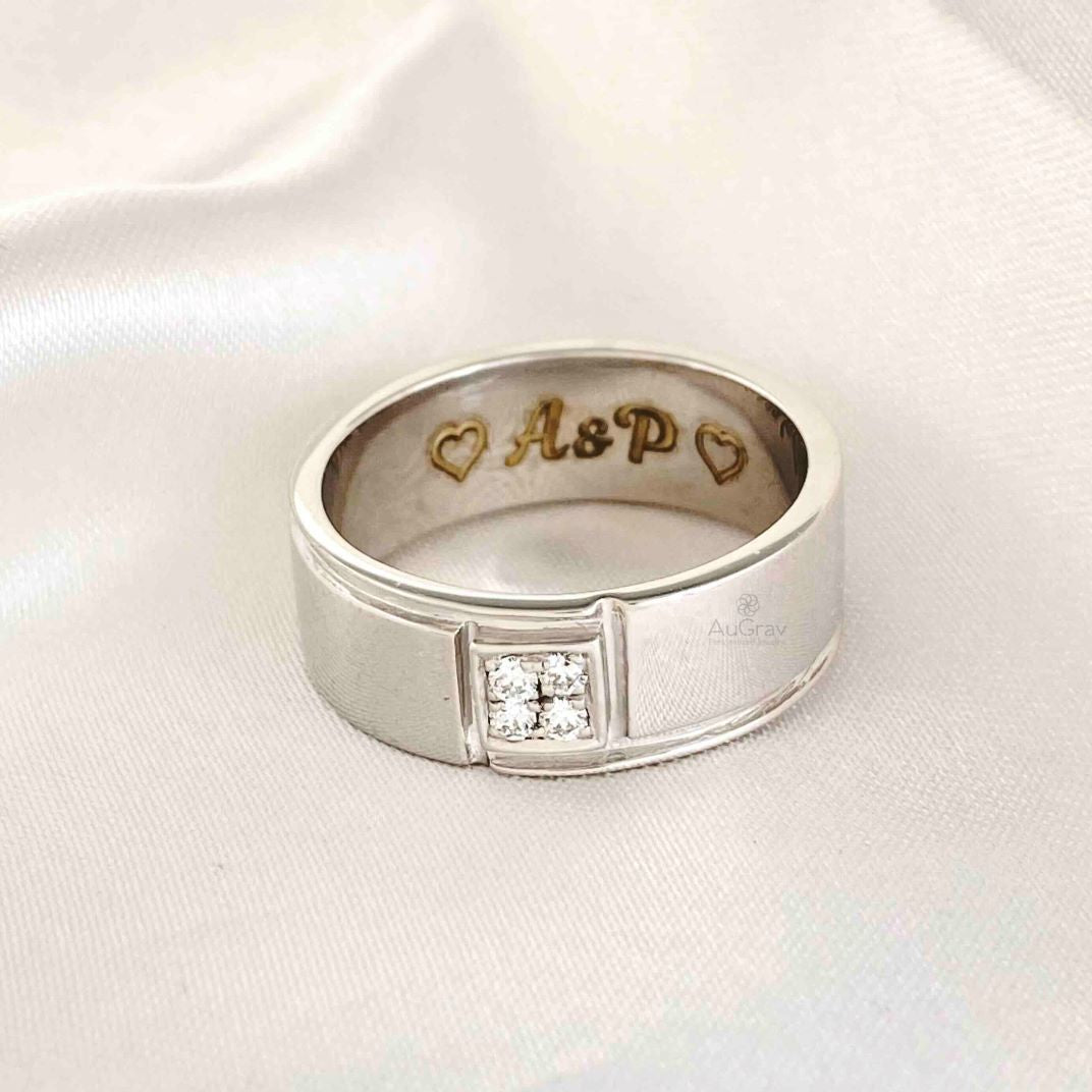 Luxe Window Groovy Silver Diamond Ring