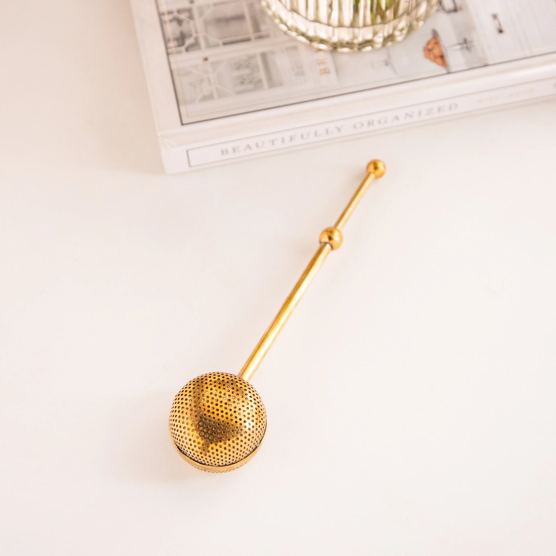 Ball Shaped Brass Infuser with Push handle-1