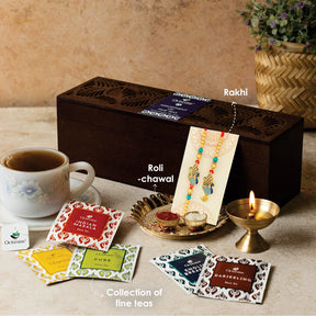 Rakhi Gift Hamper for Brother-- Assortment of Fine Teas (60 Teabags) Rakhi Gift Box