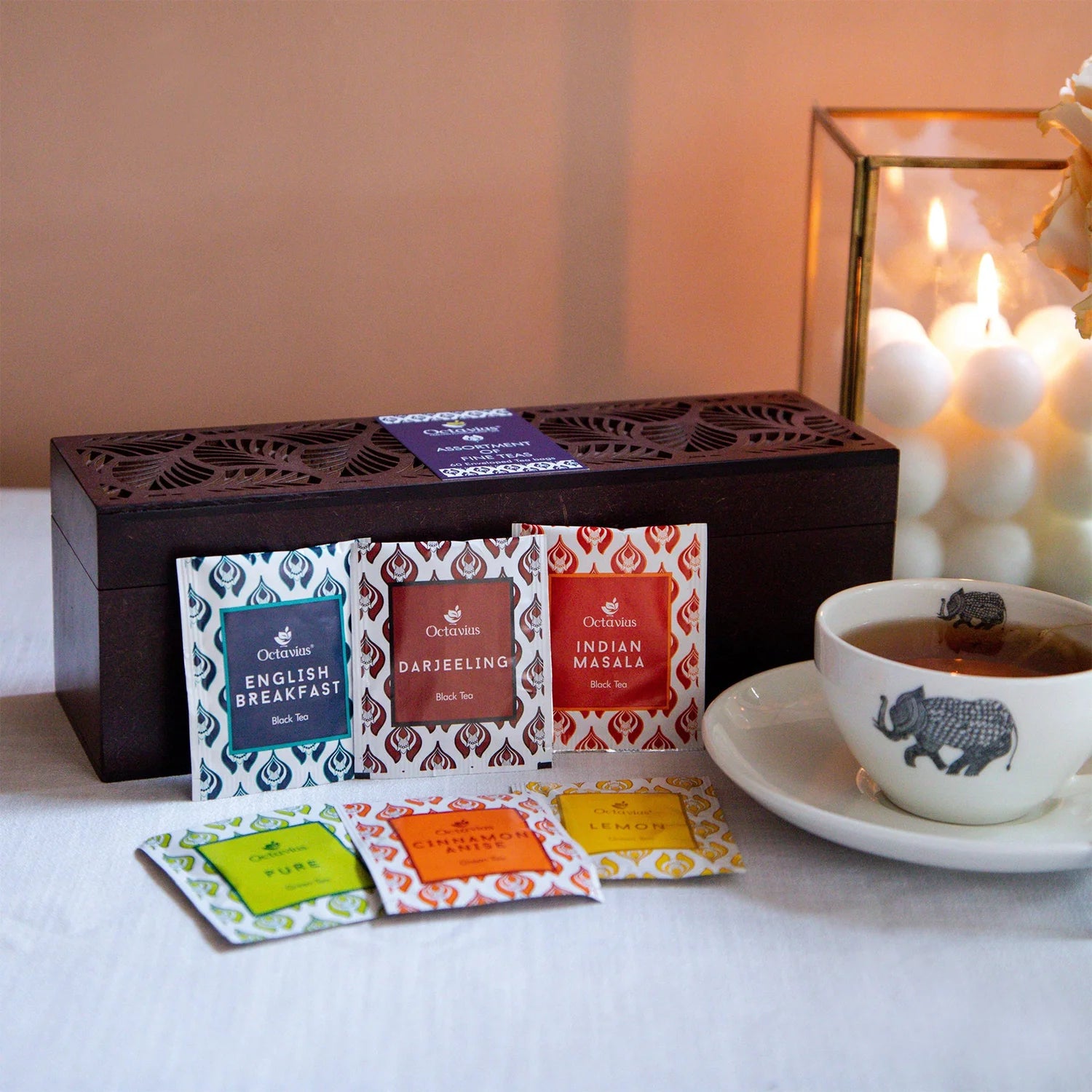 Rakhi Gift Hamper for Brother-- Assortment of Fine Teas (60 Teabags) Rakhi Gift Box