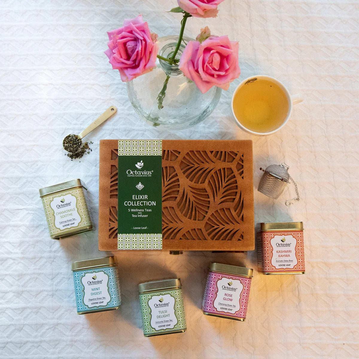 Rakhi Gift Set for Brother -- 5 wellness Loose Teas Rakhi Gift Box