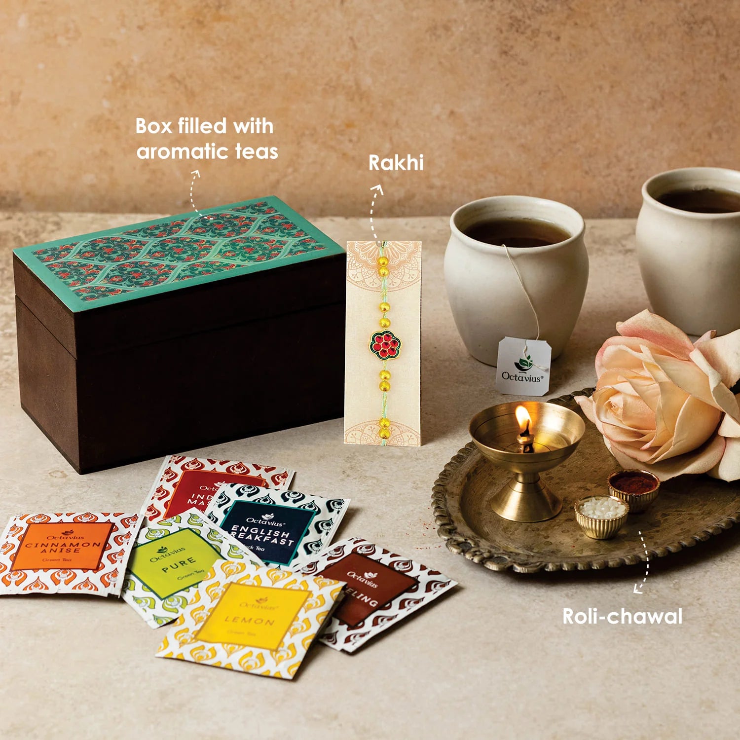 Rakhi Gift Hamper for Brother-- Assortment of Fine Teas(30 Teabags) Rakhi Gift Box