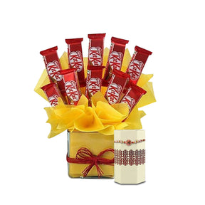 Kit Kat Vase Arrangement & Rakhi Combo