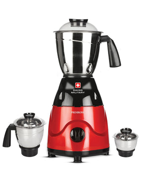 Swiss Military Prime Rose Mixer Grinder 750 Watts Red and Black Colour, Stainless Steel, 3 Jars Pack of 1