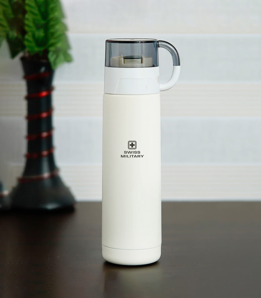 Vacuum Thermosteel Flask With Cup Cap, BPA Free, 500ml, White