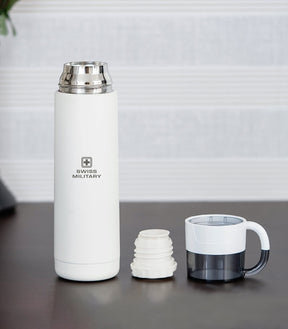 Vacuum Thermosteel Flask With Cup Cap, BPA Free, 500ml, White