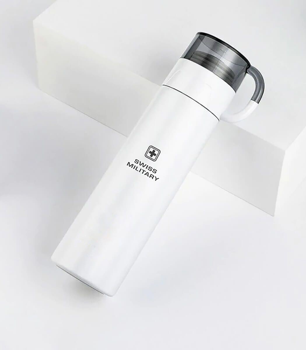 Vacuum Thermosteel Flask With Cup Cap, BPA Free, 500ml, White