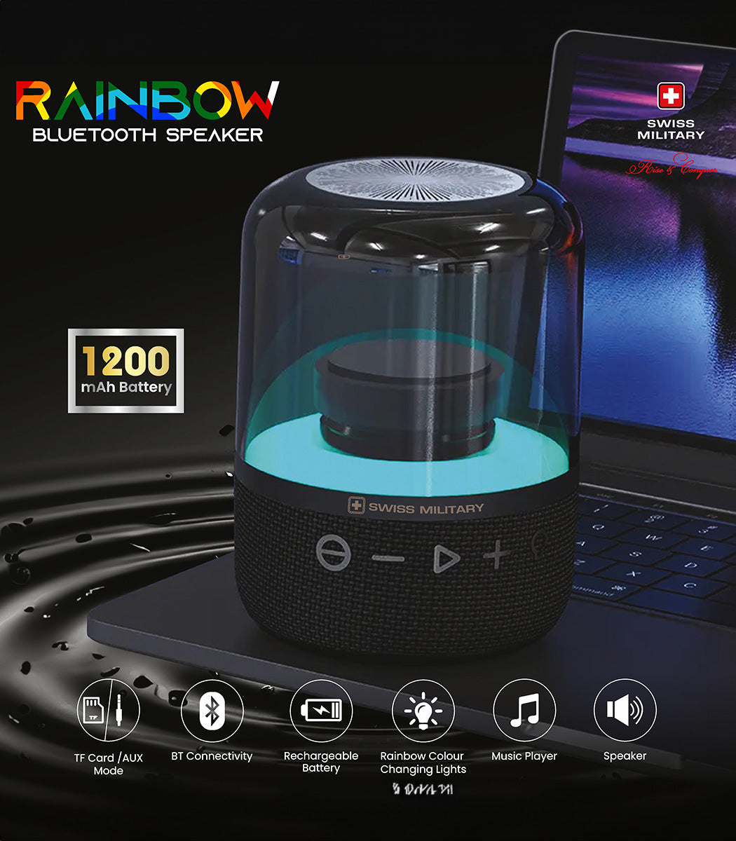 Rainbow Bluetooth Speaker With 3 Mode Lighting, Black