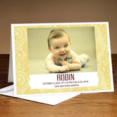 Personalised White Golden Baby Announcement Postcard