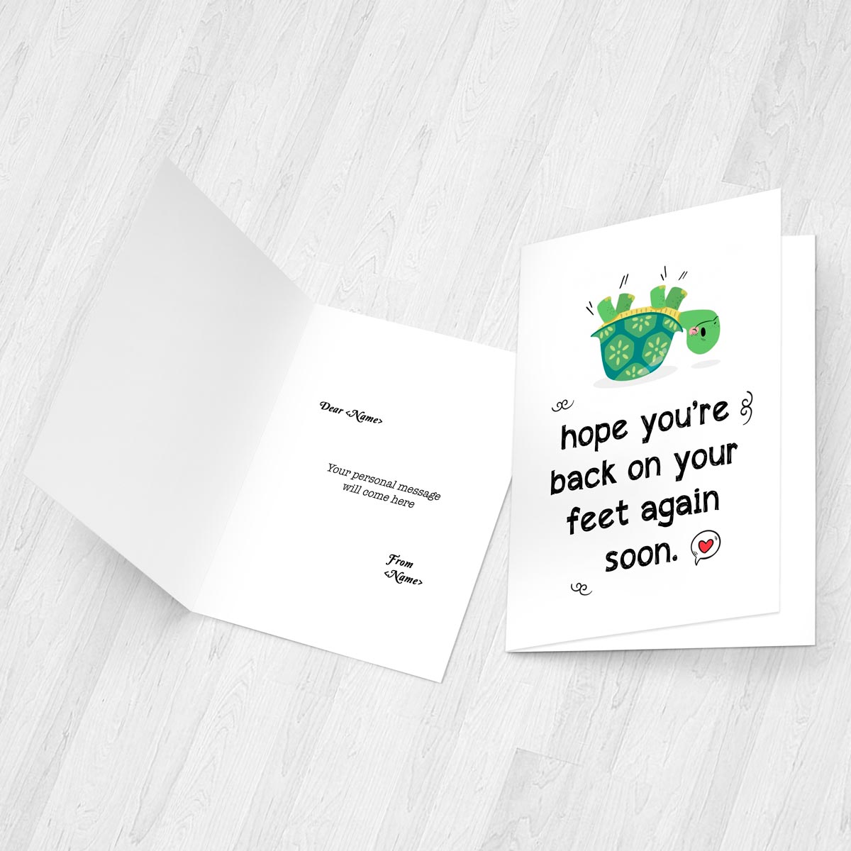 Personalised Hope You are Back on Feet Again Card
