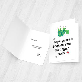 Personalised Hope You are Back on Feet Again Card