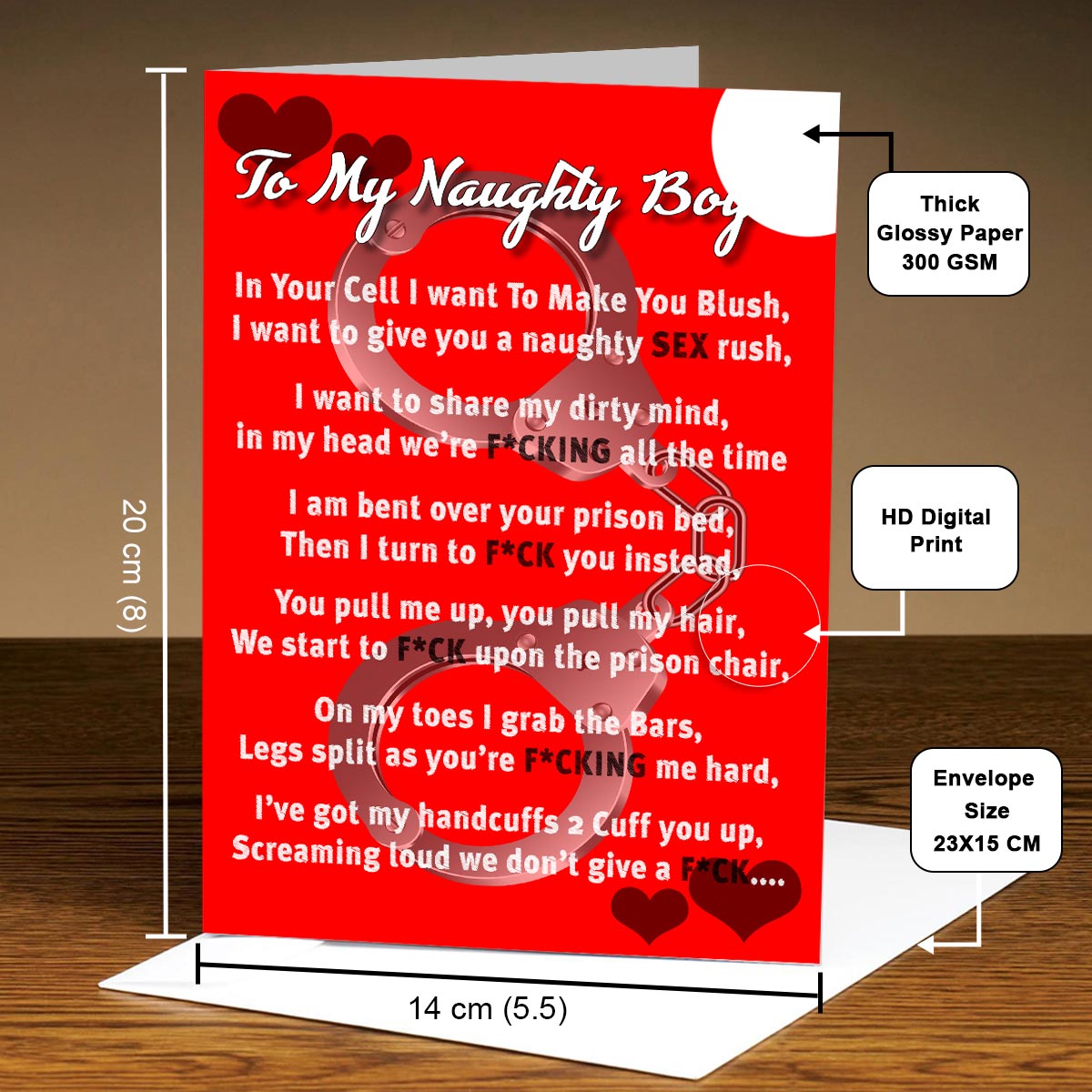 To My Naughty Boy Personalised Greeting Card