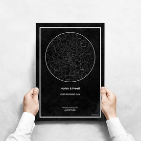 Personalized Sky Star Map For a Special Moment Named Black