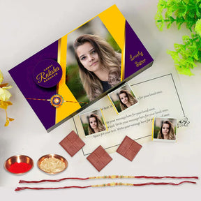 Yellow-Violet customised Rakhi Gift For Sister