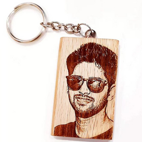 Wooden Engraved Personalized Photo Keychain
