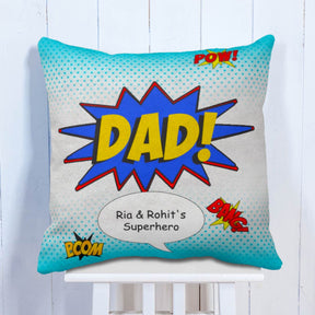 Personalised Superhero Dad Printed Cushion