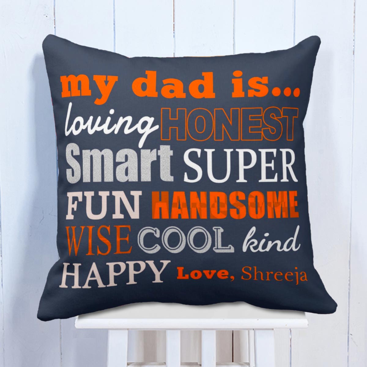 Personalised Loving Dad Printed Cushion