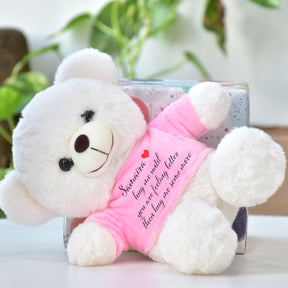 Personalised Get Well Soon Tatty White Teddy Bear - Hug Me