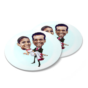 Personalised In Your Arms Caricature Coasters - Set of 4