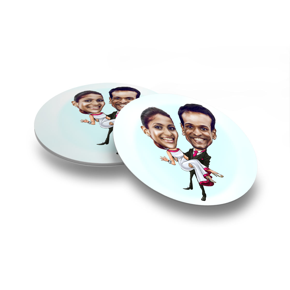 Personalised In Your Arms Caricature Coasters - Set of 4