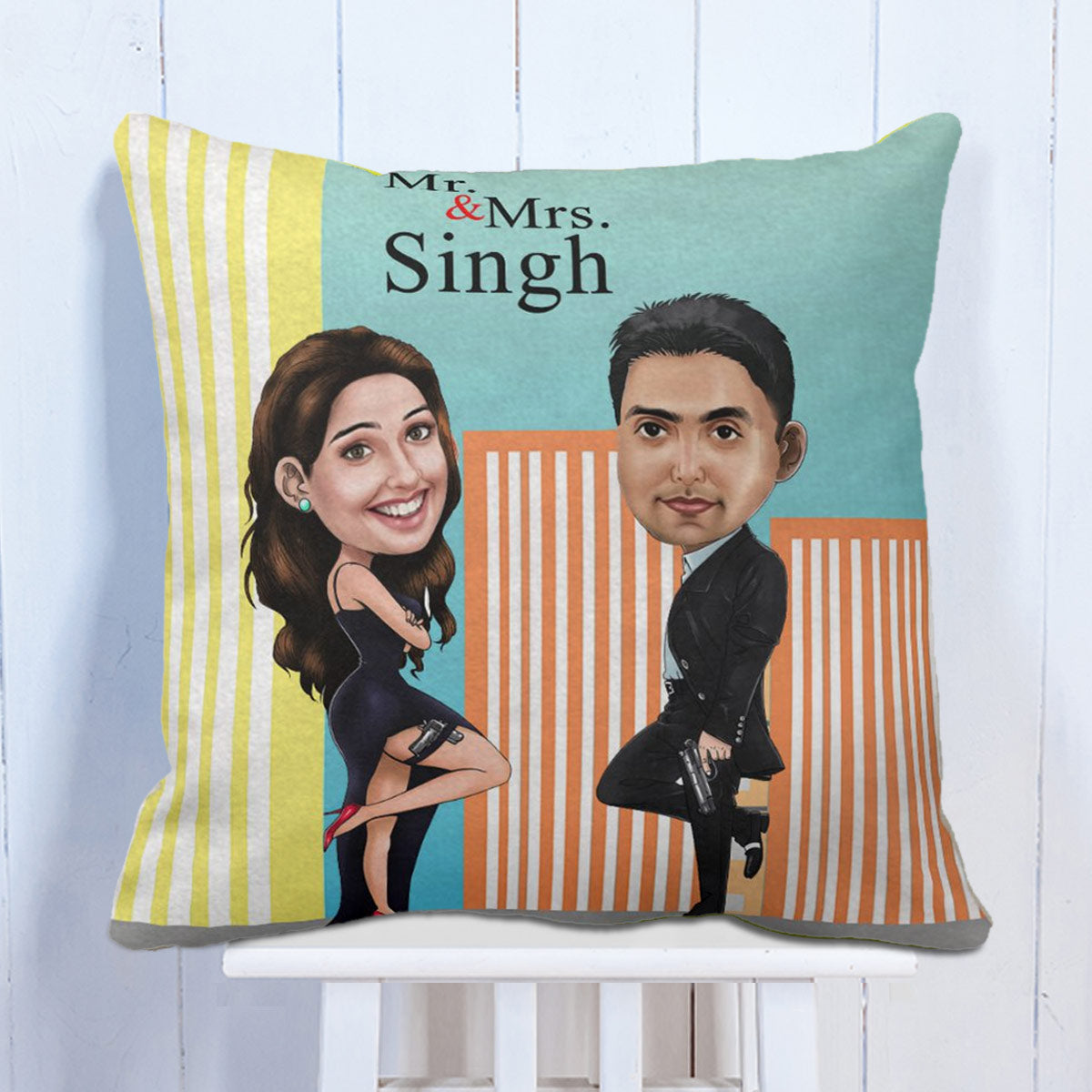 Mr. and Mrs. Forever Caricature Cushion