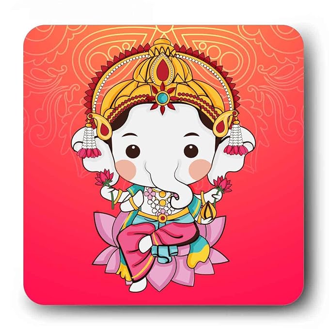 Lord Ganesha on Lotus Fridge Magnet