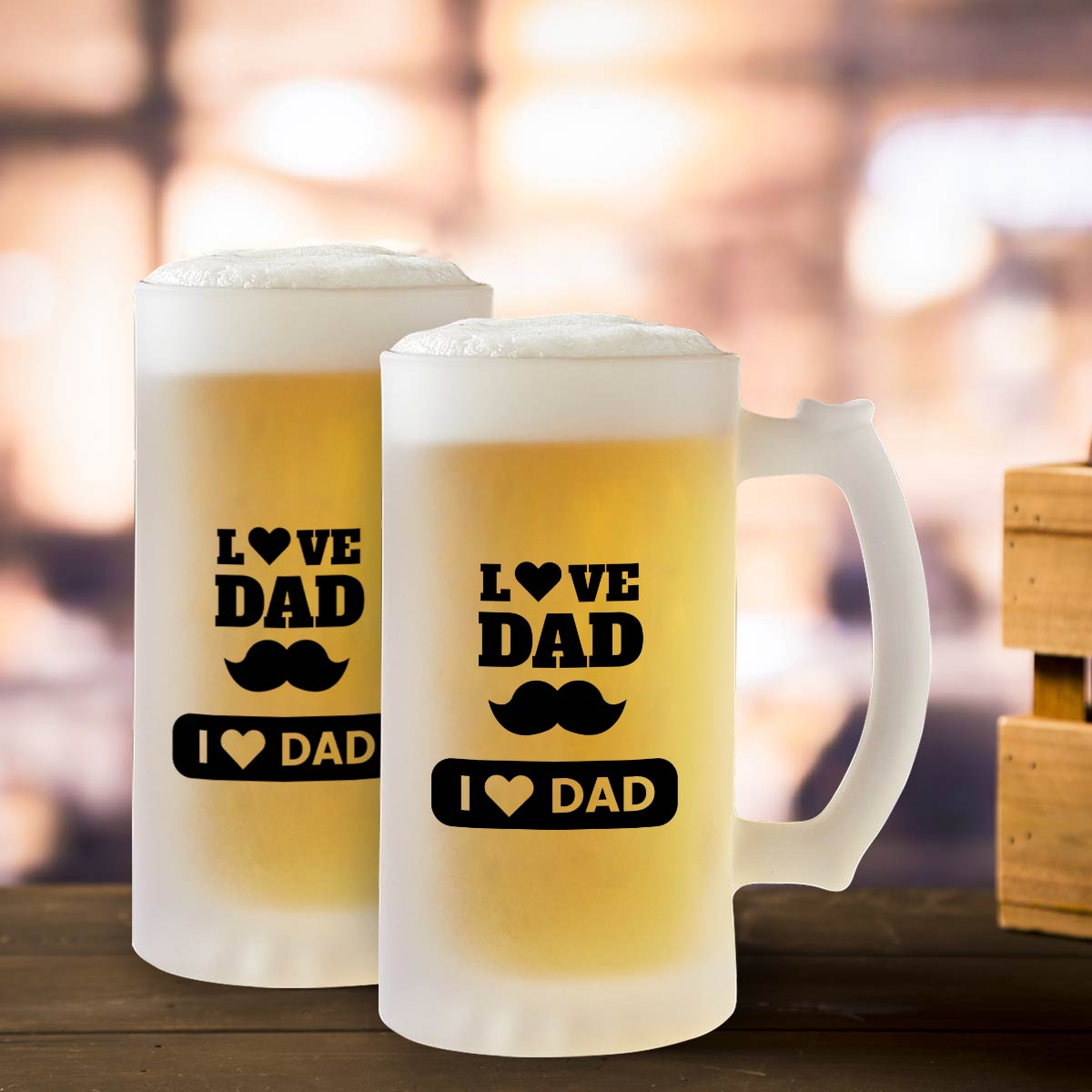 I Love Dad Transparent Beer Mug