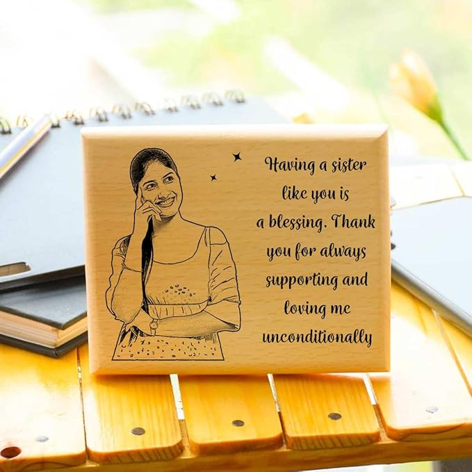 Customized Engraved Wooden Photo Frame for Sister