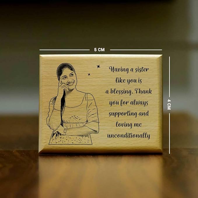 Customized Engraved Wooden Photo Frame for Sister-3