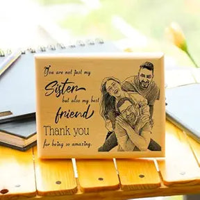 Personalized Engraved Wooden Photo Frame for Rakhi