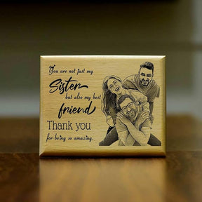 Personalized Engraved Wooden Photo Frame for Rakhi-1