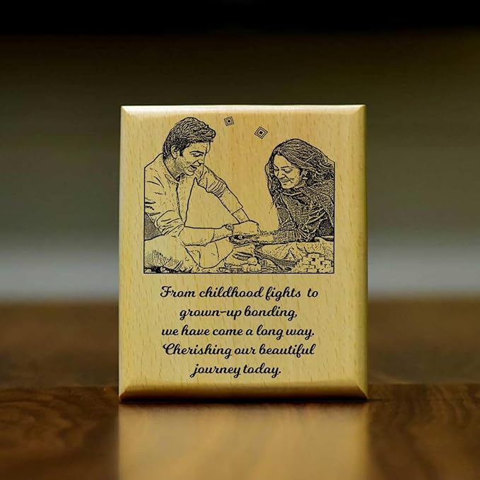 Personalized Rakshabandhan Engraved Wooden Frame for Sister-1