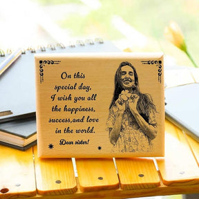 Personalized Engraved Wooden Frame for Rakhi for Sister